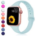 R-fun Slim Bands Compatible with Apple Watch Band 40mm Series 4 38mm Series 3/2/1, Soft Silicone Sport Strap Wristband for Women Men Kids with iWatch, Turquoise