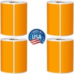 Direct Thermal Labels – 4″ x 6″ – Orange – 1″ Core – Works with Zebra Thermal Desktop Printers, Datamax, Sato, Intermec and Honeywell Printers – Made in USA