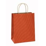 Paper Gift Bags 8×4.25×10.5 Inches 100Pcs BagDream Orange Stripe Gift Bags Shopping Bags Kraft Bags Retail Bags Craft Bag 100% Recyclable Paper Bags with Handles Bulk