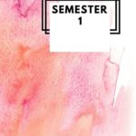 Semester 1: Lined Notebook| Large 8.5×11| 100 Pages| Watercolor Orange Pink