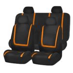 FH-FB032114 Unique Flat Cloth Full Set Car Seat Covers, Orange/Black Color- Fit Most Car, Truck, SUV, or Van