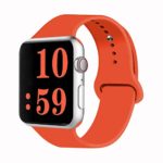 VATI Sport Band Compatible for Apple Watch Band 42mm 44mm, Soft Silicone Sport Strap Replacement Bands Compatible with 2019 Apple Watch Series 5, iWatch 4/3/2/1, 42MM 44MM S/M (Orange)
