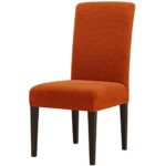 subrtex Jacquard Dining Room Chair Slipcovers Sets Stretch Furniture Protector Covers for Armchair Removable Washable Elastic Parsons Seat Case for Restaurant Hotel Ceremony, 4, Orange