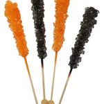 Halloween Rock Candy Crystal Sticks- 6 Orange & 6 Black Spooky Colored Scary Candy Lollipop Sticks