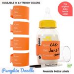 The Original Write & Reuse Baby Bottle Labels for Daycare – Available in 12 Colors (Orange)