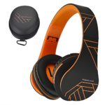 PowerLocus Bluetooth Over-Ear Headphones, Wireless Stereo Foldable Headphones Wireless and Wired Headsets with Built-in Mic, Micro SD/TF, FM for iPhone/Samsung/iPad/PC (Black/Orange)