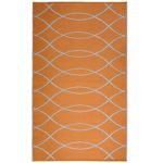 iCustomRug Inverso Outdoor Rug Collection, Reversible Plastic Area Rug 5′ x 8′ Anti Fade, Fade Resistant for Patio, Balcony or Beach in Orange and White