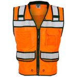 ML Kishigo – Economy Zipper Surveyor’s Vest, Color: Orange, Size: X-large