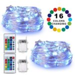 TingMiao 16 Color Changing Twinkle Fairy String Lights Battery Operated with Remote for Bedroom Party Wedding Christmas Decorative Multicolor Lights, 16.4FT 50 LED, 2 Pack