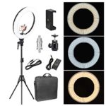ZoMei 18 inch LED Makeup Ring Light 50W 3200-5500K White Color and Orange Color Changing Lighting Kit with Tripod Stand Ball Head and Phone Adapter