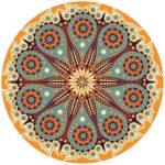 Absorbent Ceramic Stone Coasters for Drinks, Set of 4 Round Pieces in Orange Color, Cork Backing No Holder – Other Designs and Colors are Also Available with Multi Buy, Search ENKORE Mandala