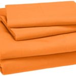 AmazonBasics Easy-Wash Microfiber Kid’s Bedding Sheet Set – Queen, Bright Orange