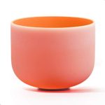 CVNC 10 Inch Orange Color D Note Navel Frosted Quartz Crystal Singing Bowl 8 Inch + Free mallet & O-ring Powerful Energy