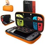 Orzly Carry Case Compatible With Nintendo Switch – ORANGE Protective Hard Portable Travel Carry Case Shell Pouch for Nintendo Switch Console & Accessories