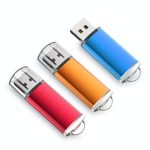 Sanfeya Flash Drive 3X64GB USB 2.0 USB Flash Drive with Keychain Hole 3-Pack Mixed Colors (Blue Red Orange)