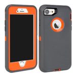 MAXCURY iPhone 7 Defender Case, iPhone 8 Case, Heavy Duty Shockproof Series Case for iPhone 7/8 (4.7″) with Built-in Screen Protector (Charcoal/Orange)