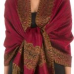 Sakkas Border Pattern Layered Reversible Woven Pashmina Shawl Scarf Wrap Stole