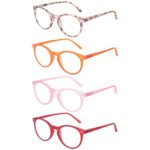 Reading Glasses Set of 4 Great Value Spring Hinge Readers Men and Women Glasses for Reading (4 Pack Mix Color, 2.50)