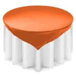 Lann’s Linens Satin Wedding Table Overlay – Tablecloth Topper (72″ Square – Orange)
