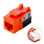 LINKOMM 10-Pack RJ45 Cat6 Slim Profile UTP Unshielded Keystone Jack (Orange)