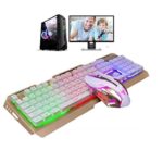 Xbox One Keyboard and Mouse Combo for Gaming USB Wired,LED Keyboard and Mouse RGB Rainbow Waterproof Dust Proof Color Change Mouse 3200 DPI for PC Office Computer PS4 Prime Games White Raised Keys