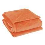 uxcell Flannel Fleece Blanket Soft Lightweight Plush Microfiber Bed or Couch Blanket, Orange Queen
