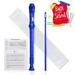 KINGSO 8-Hole Soprano Descant Recorder With Cleaning Rod + Case Bag Music Instrument (transparent blue)