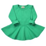 Infant Toddler Baby Girls Dress Pink Ruffle Long Sleeves Cotton (18-24m(92), Green)