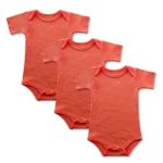 GLEAMING GRAIN Baby Orange Onesies 100% Cotton Short Sleeve Baby Bodysuits Solid Color Infant Bodysuits for Newborn Baby 3-Pack (Orange,3M)