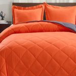 Basic Beyond Down Alternative Comforter Set (Queen, Flame/Charcoal Gray) – Reversible Bed Comforter with 2 Pillow Shams for All Seasons