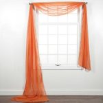 Jody Clarke 1PC Solid Sheer Scarf Valance Topper Curtain Drape in 216″ for Wedding Quinceniera Party décor in Multiple Colors(Orange)
