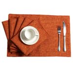 U’Artlines Placemats Set of 6 Slubbed Linen Heat Resistant Non-Slip Dining Table Place Mats for Kitchen Table (Placemats 13×18, Orange)