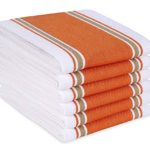 Cotton Clinic Euro Café Kitchen Dish Towels 6 Pack Extra Large 18×28, Dish Cloths, Bar Towels, Tea Towels and Cleaning Towels, Kitchen Towels with Hanging Loop, Absorbent Dish Towels Cotton – Orange