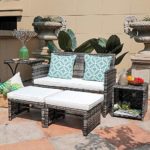 OC Orange-Casual 5 Pcs Wicker Patio Bistro Set with Seat Cushions and Ottoman, Rattan Nesting Side Table for Storage for Garden, Porch, Balcony