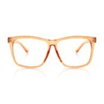 5zero1 Fake Glasses Big Frame Clear For Women Men Fashion Classic Retro Costumes Party Halloween, Light Orange