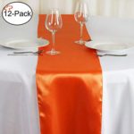 Tiger Chef 12-Pack Orange 12 x 108 inches Long Satin Table Runner for Wedding, Table Runners fit Rectange and Round Table Decorations for Birthday Parties, Banquets, Graduations, Engagements