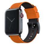 Pumpkin Orange & Black 42mm & 44mm – Barton Elite Silicone Watch Bands – Black Buckle. – Choose Color – Compatible with All Apple Watches – 38mm, 40mm, 42mm, 44mm