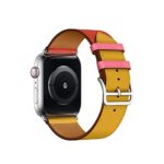 21 Color Compatible Replacement for Apple Watch Band 44mm 40mm 42mm 38mm Series 5 4 3 2 1 Single Tour Replace for Apple Watch Band Leather Band Amber Orange Red(38/40)