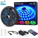 Novostella 20ft RGB LED Strip Light kit, Flexible Color Changing 180 Units SMD 5050 LEDs, 12V LED Tape with 44 Key RF Remote, Dimmable LED Ribbon for Home Lighting Kitchen Bar,UL Listed Power Supply