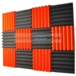 2x12x12 Orange Charcoal Acoustic Wedge Panels Soundproofing Studio Foam Tiles 12 pack