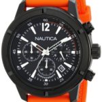 Nautica Men’s N18710G Stainless Steel Watch with Orange Band