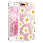 JIAXIUFEN Compatible with iPhone 7 Plus iPhone 8 Plus Case Cute Orange Chrysanthemum Clear Slim Shockproof Flower Floral Design Soft Flexible TPU Silicone Back Cover Phone Case
