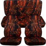 LALEO Car Seat Covers,Universal Fit Full Set Camouflage Color Cloth Breathable Seat Pad Protectors Fit Most Car, Truck, SUV, or Van Gray, Orange, Pink,Orange
