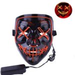 Halloween Mask, Purge Mask LED Light Up Scary Mask for Kids Adults Festival Cosplay Costume Party Orange Color