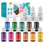 14Packs Food Coloring Set, 12 Color Liquid Vibrant Food Color Tasteless Food Dye for Baking, Icing, Cake Decorating, Fondant, Cooking, Slime Making DIY Supplies Kit – .35 fl. Oz (10 ml) Bottles