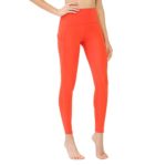 LOS OJOS Yoga Pants with Pockets – High Waist Tummy Control Workout Leggings for Women Orange