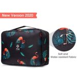 Hanging Travel Toiletry Bag Cosmetic Make up Organizer for Women and Girls Waterproof (Orange Flamingo)