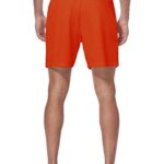 HISKYWIN Men’s 7″ Quick-Dry Running Shorts Workout Jogging Mesh Shorts with Pockets Zip F605-Deep Orange-S