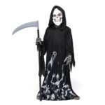 Spooktacular Creations Boy Grim Reaper Costume, Halloween Glow in the Dark Deluxe Phantom Costume, Kids Soul Taker Costume for Halloween Dress Up Party, Scary Costume Party-S
