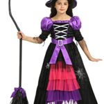 Halloween Witch Costume Purple Witch Dress for Girls Witch Party Theme 3-12Years (3-4 Years)